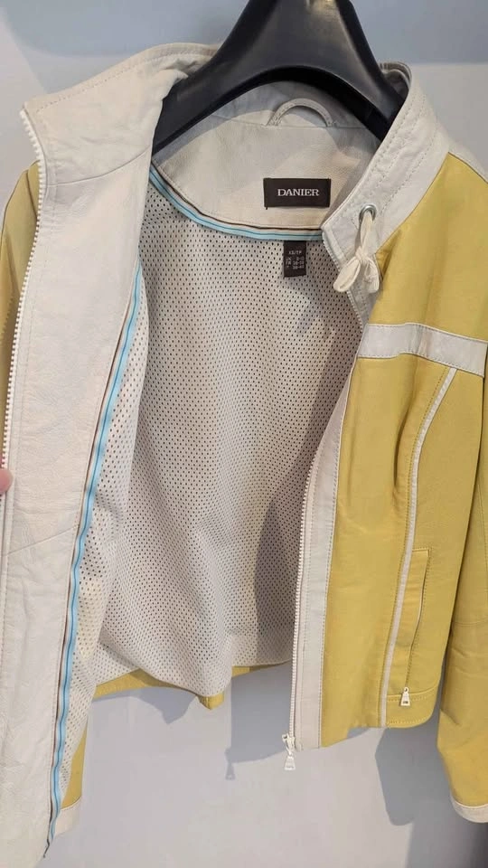 Genuine leather womens ladies sexy yellow jacket - photo 2