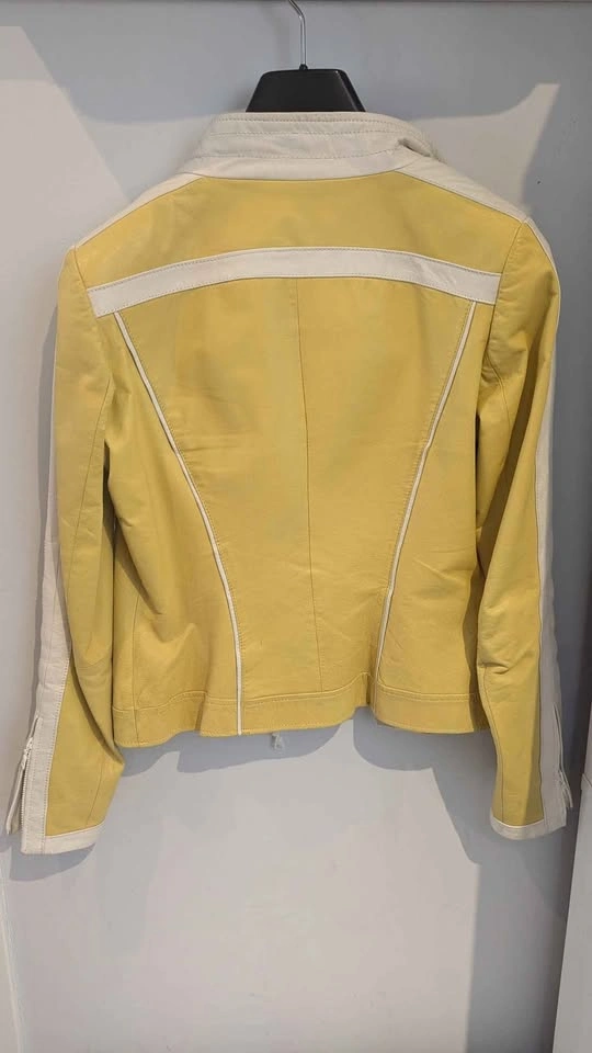 Genuine leather womens ladies sexy yellow jacket - photo 3
