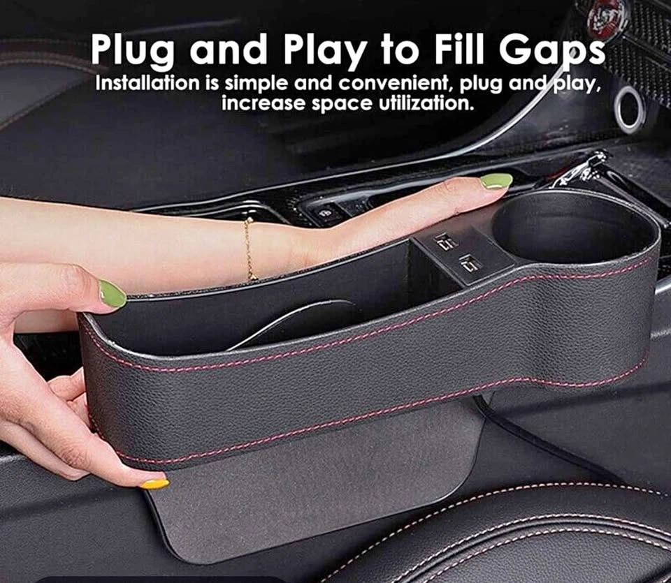New 12volt Car Seat Side Organizer with USB Charger