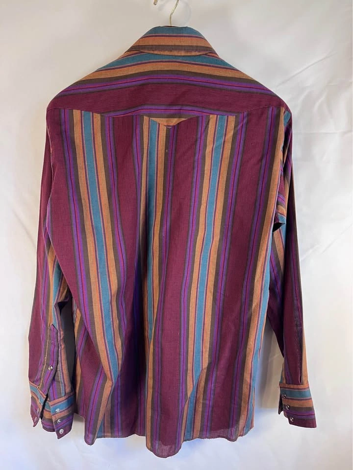 Vintage Panhandle Slim Striped Western Pearl Snap Shirt Large - photo 2