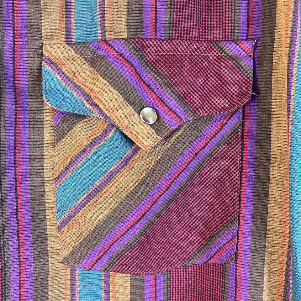 Vintage Panhandle Slim Striped Western Pearl Snap Shirt Large - photo 3