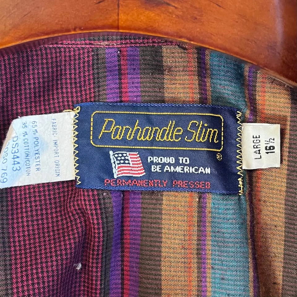 Vintage Panhandle Slim Striped Western Pearl Snap Shirt Large - photo 5