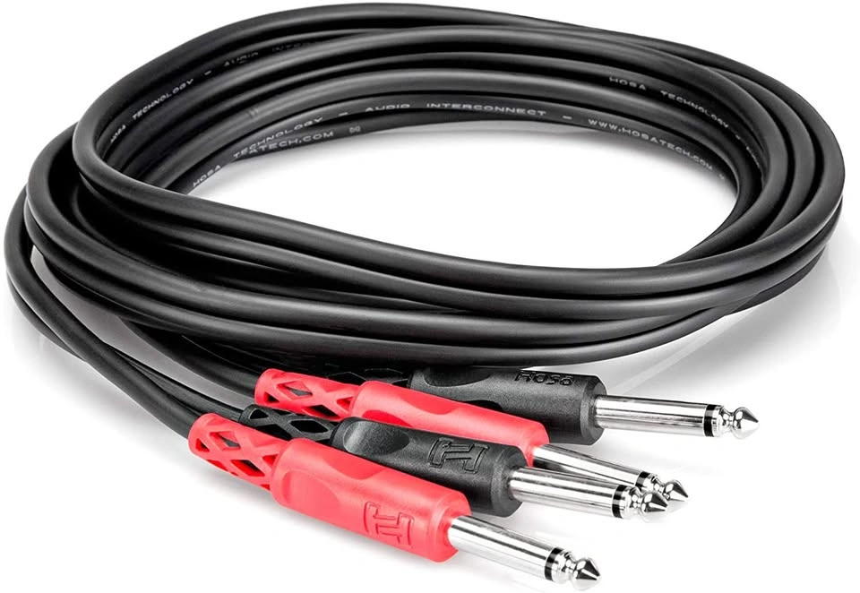 Dual 1/4" TS to Dual 1/4" TS Stereo Interconnect Cable, 2 Meters