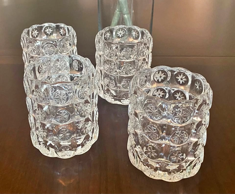 Set of 4 Vintage IKEA of Sweden Moon & Stars Clear Glass Votives