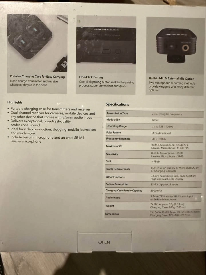 SEALED Saramonic Blink500 Pro B1 Wireless Microphone System - photo 2