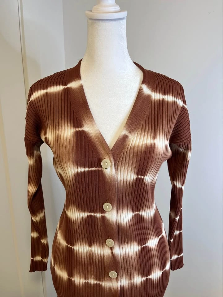 MNG Tie-Dye Ribbed Long Button-Front Cardigan - photo 2