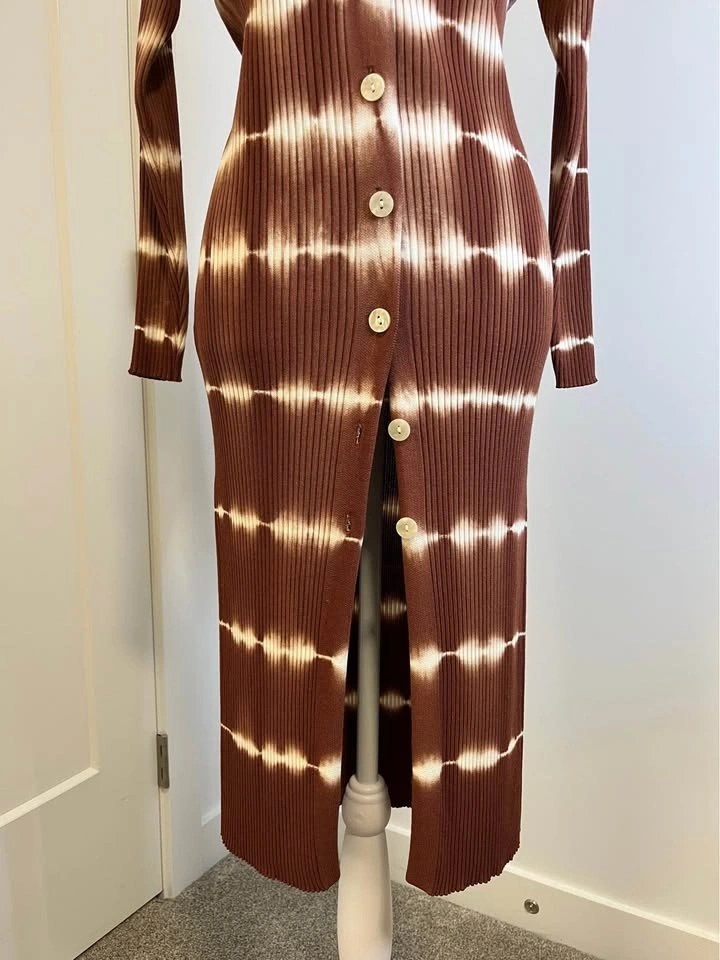 MNG Tie-Dye Ribbed Long Button-Front Cardigan - photo 3