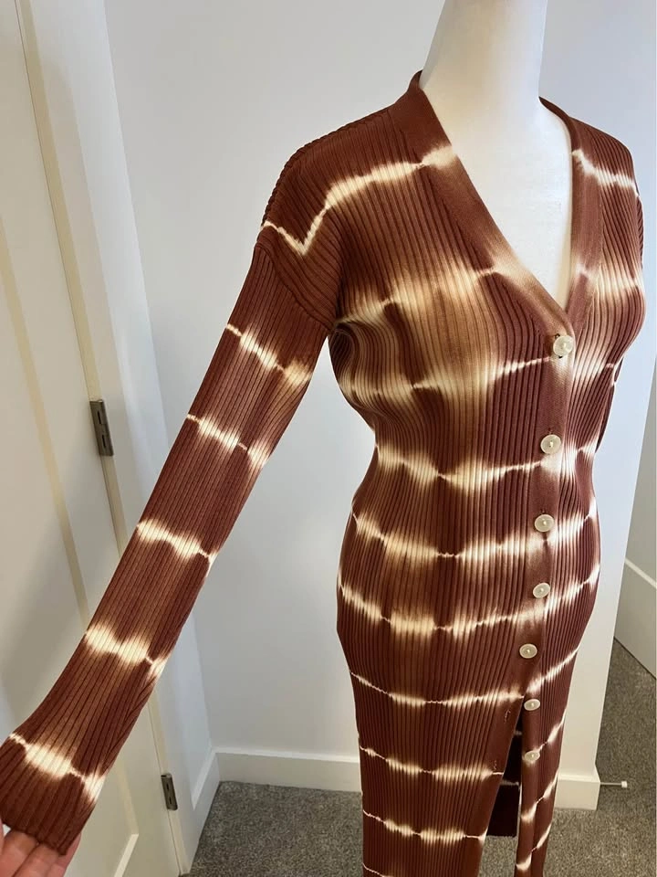 MNG Tie-Dye Ribbed Long Button-Front Cardigan - photo 4