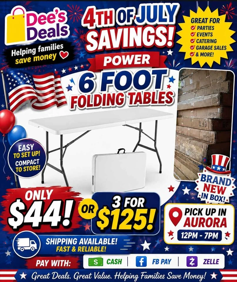 6 foot folding tables BRAND NEW IN BOX ONLY $125 for 3!! - photo 2