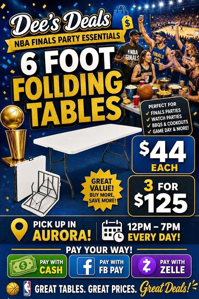 6 foot folding tables BRAND NEW IN BOX ONLY $44
