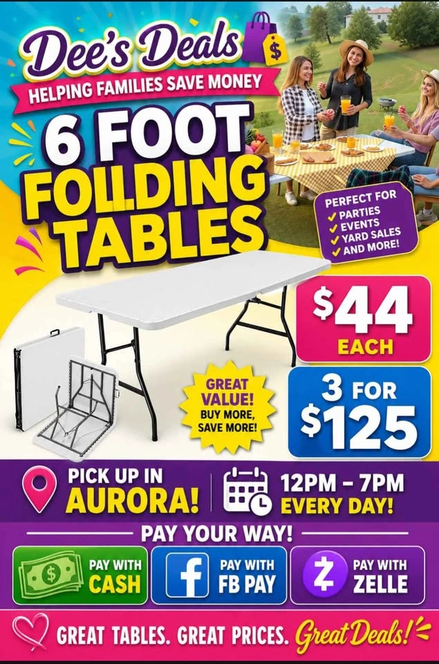 6 foot folding tables BRAND NEW IN BOX ONLY $44 - photo 2
