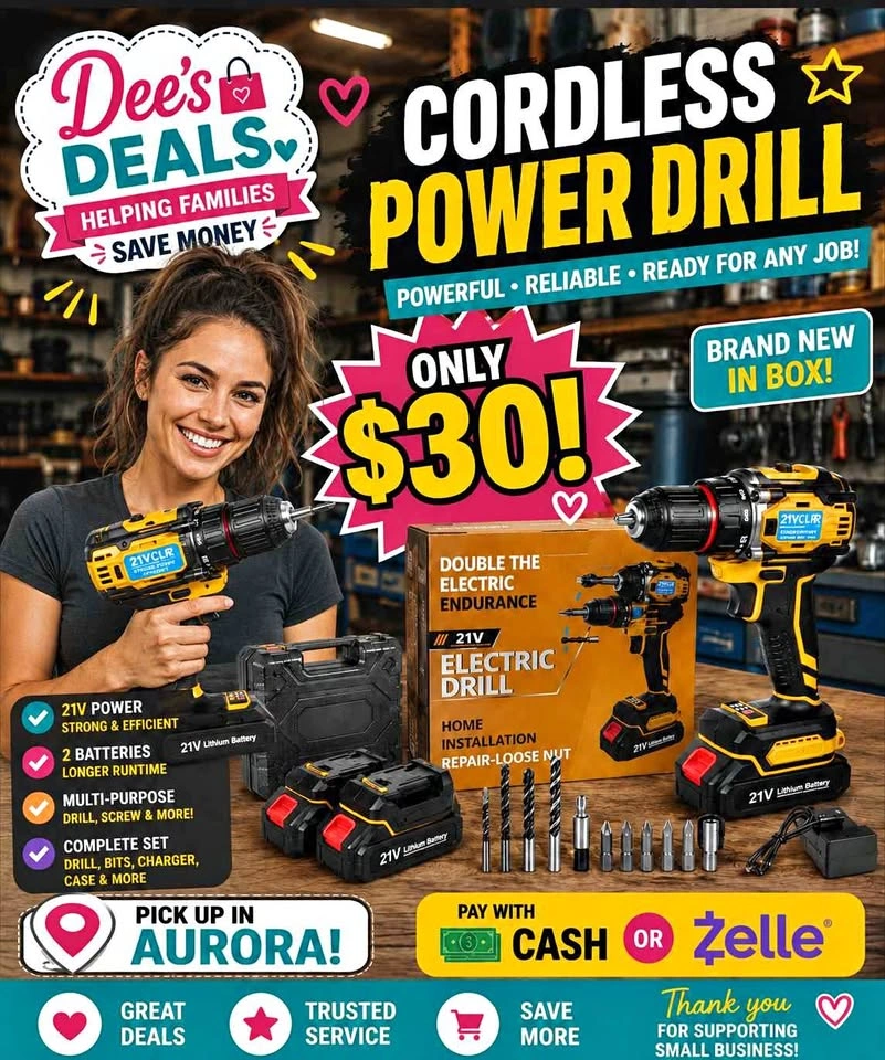 Cordless Power Drill set with 2 batteries BRAND NEW IN BOX