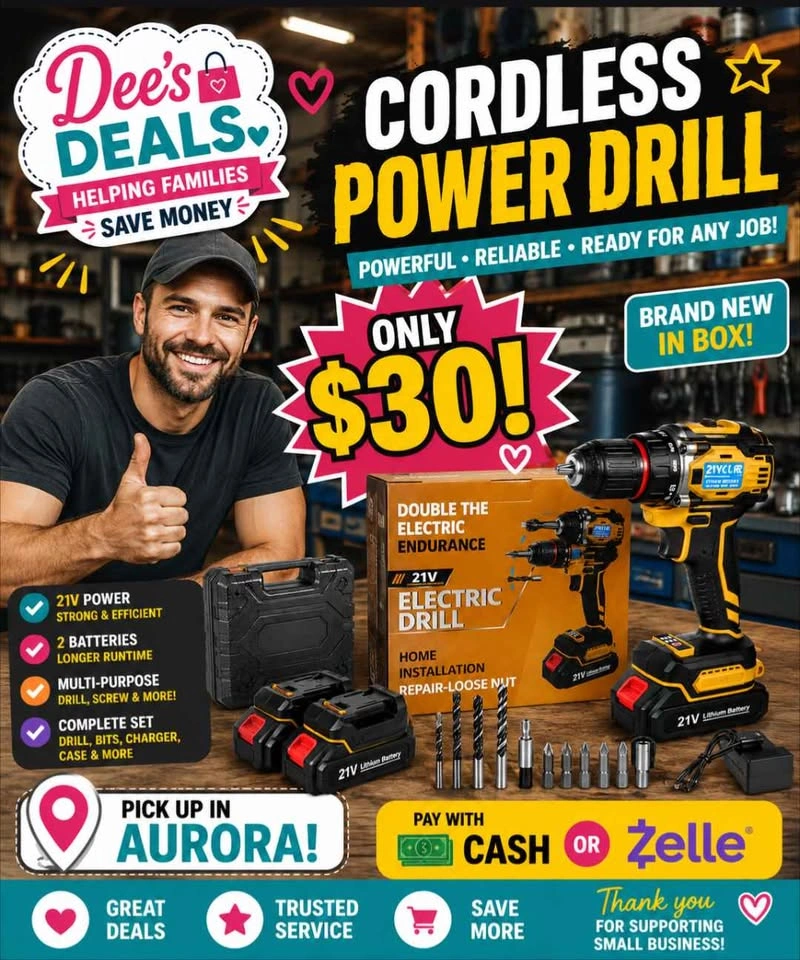 Cordless Power Drill set with 2 batteries BRAND NEW IN BOX - photo 2