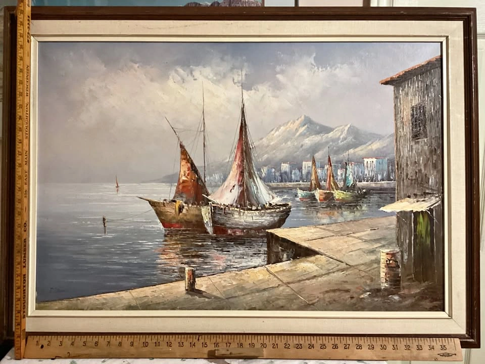 24X36 inches Vintage Original Oil Painting by PAOLO STIRRAT