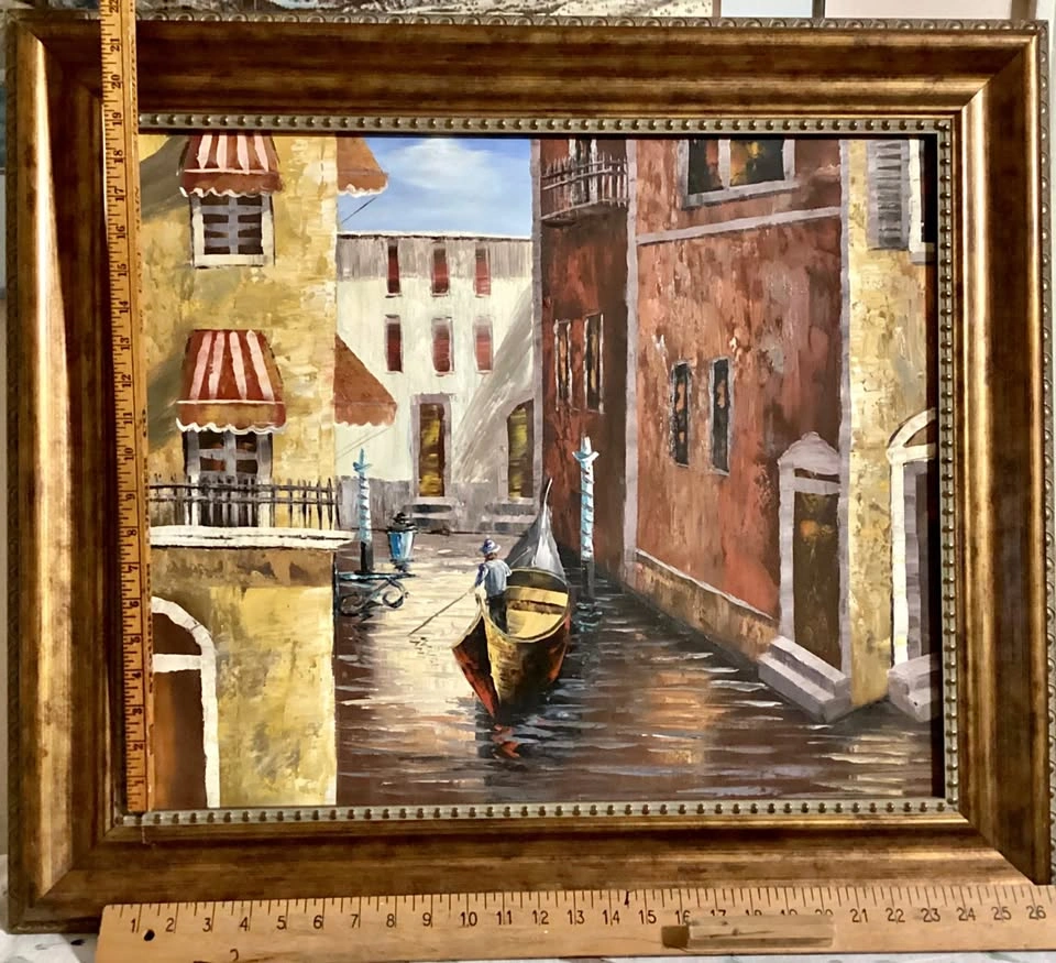 Original Oil on Canvas Painting - Venice Canal Style