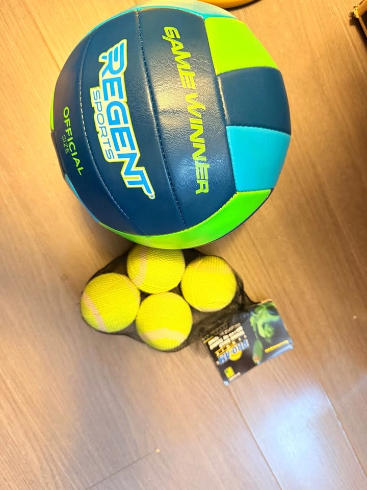 Basketball, tennis balls, and air pump - photo 3