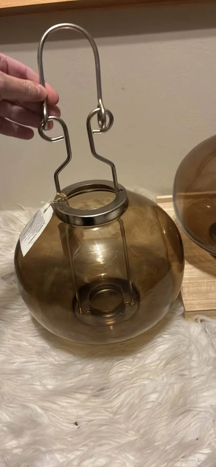 Amber Glass Candle Lantern x2 - photo 2