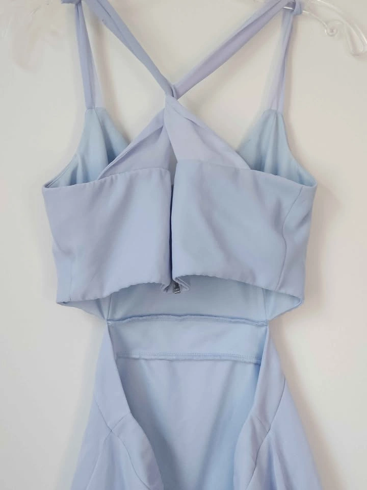 Trendyol Blue Chiffon Cut Out Skater Mini Dress – Size 40 - photo 3