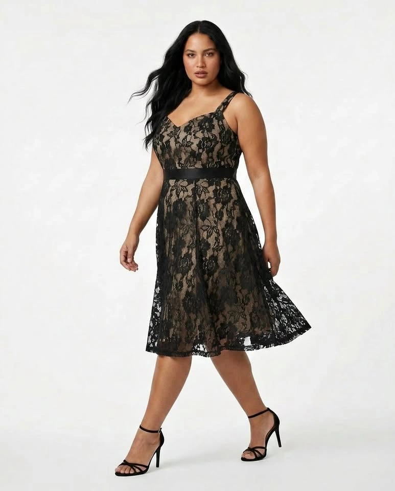 Flattering Torrid Black Lace Wedding Guest Dress Size 16