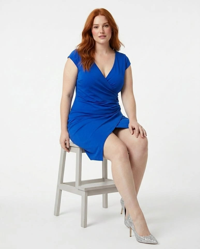 Royal Blue Wrap Style Bodycon Dress XL Size 12-14 - photo 3