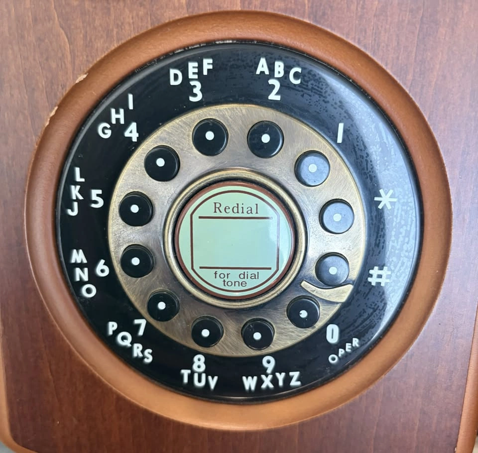 Vintage Style Wall Landline Telephone – Wood & Brass Retro Decor - photo 2