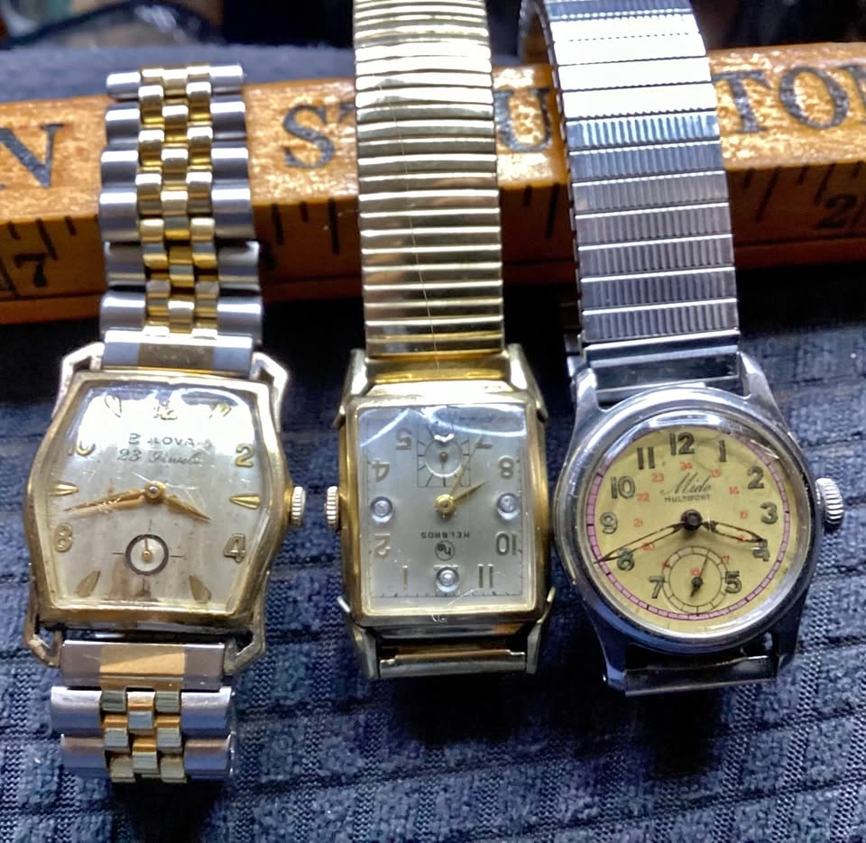 3 Vintage Branded Mechanical Watches: Bulova, Mido, Helbros