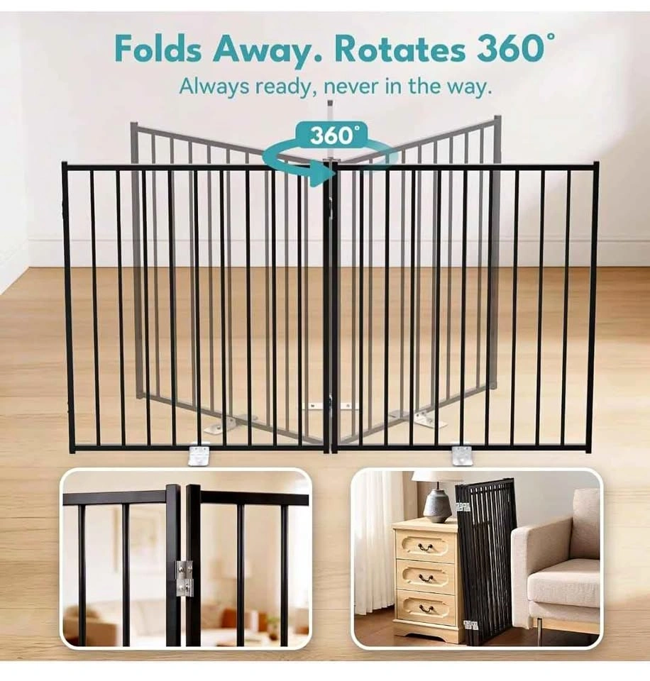 New No Pawblems Free Standing Dog Gate with Door (4 Panel, 30" T