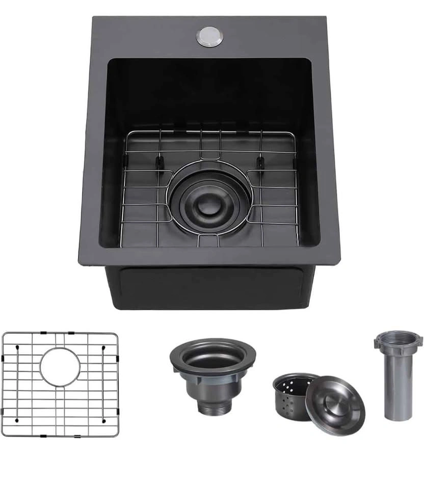Drop in Black Bar Sink, 13x15 Inch Topmount Single Bowl Sink - photo 2