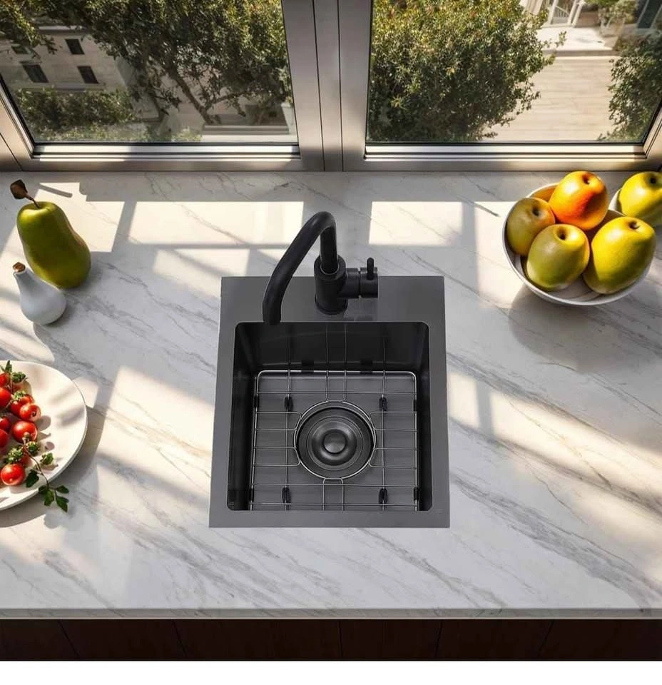 Drop in Black Bar Sink, 13x15 Inch Topmount Single Bowl Sink - photo 4