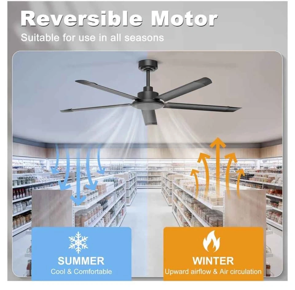 60'' Industrial Ceiling Fan No Lights, Remote & APP Control - photo 4