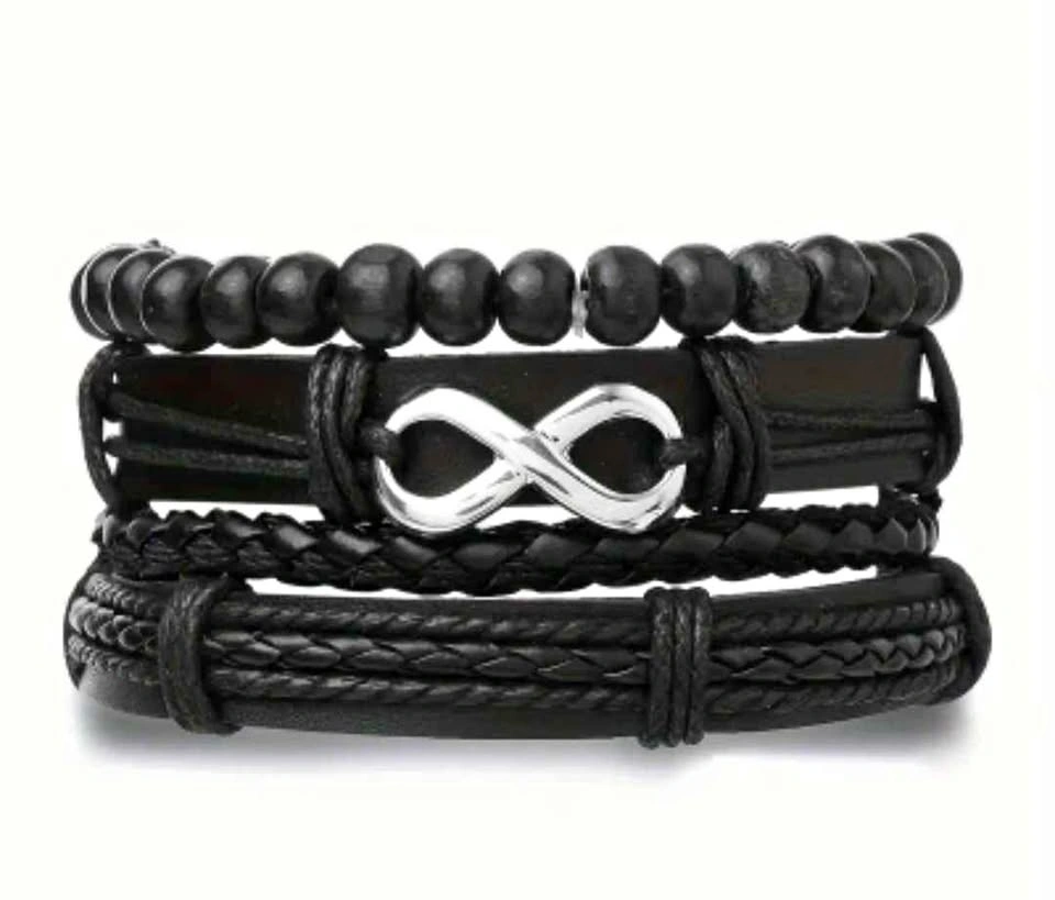 4-Piece Punk Vintage Beaded Unisex Bracelets