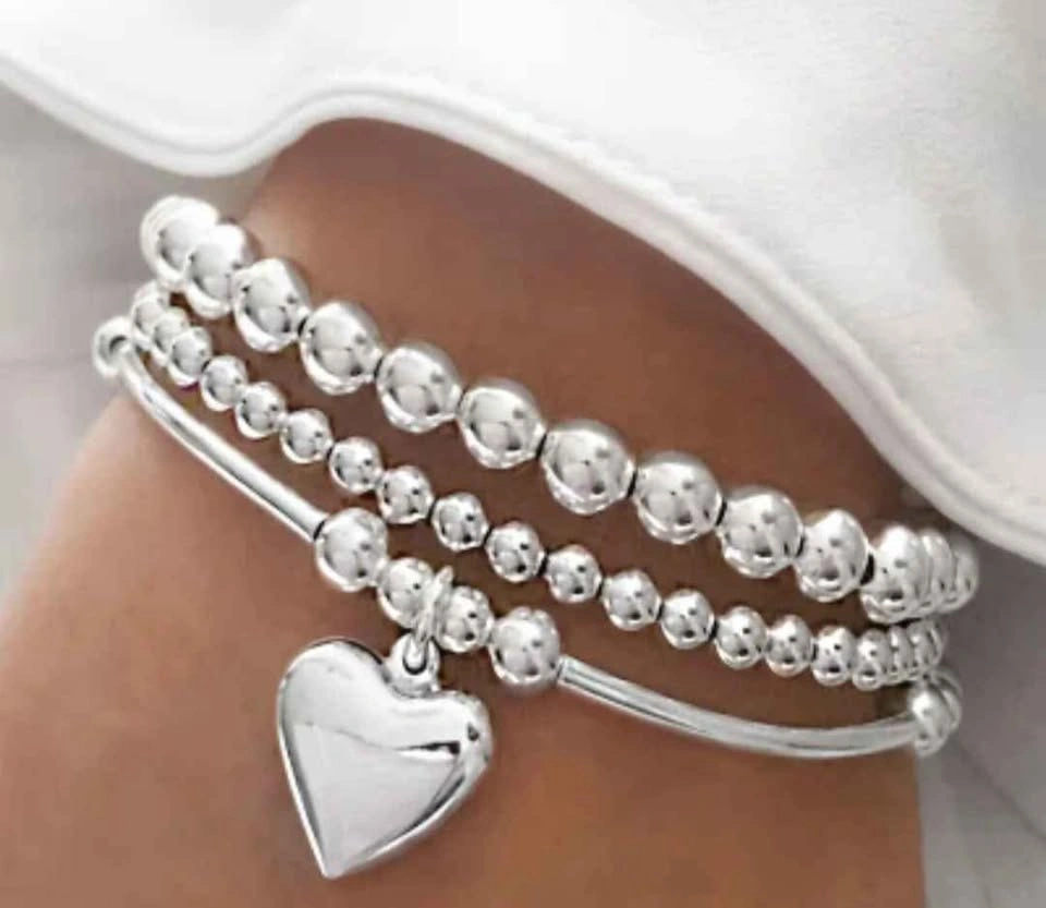 3pcs Set Retro Elegant CCB Charm Bohemian Stackable Bracelets