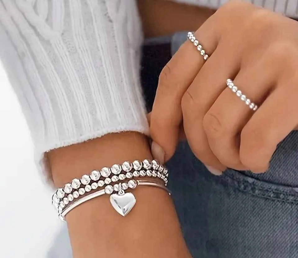 3pcs Set Retro Elegant CCB Charm Bohemian Stackable Bracelets - photo 2
