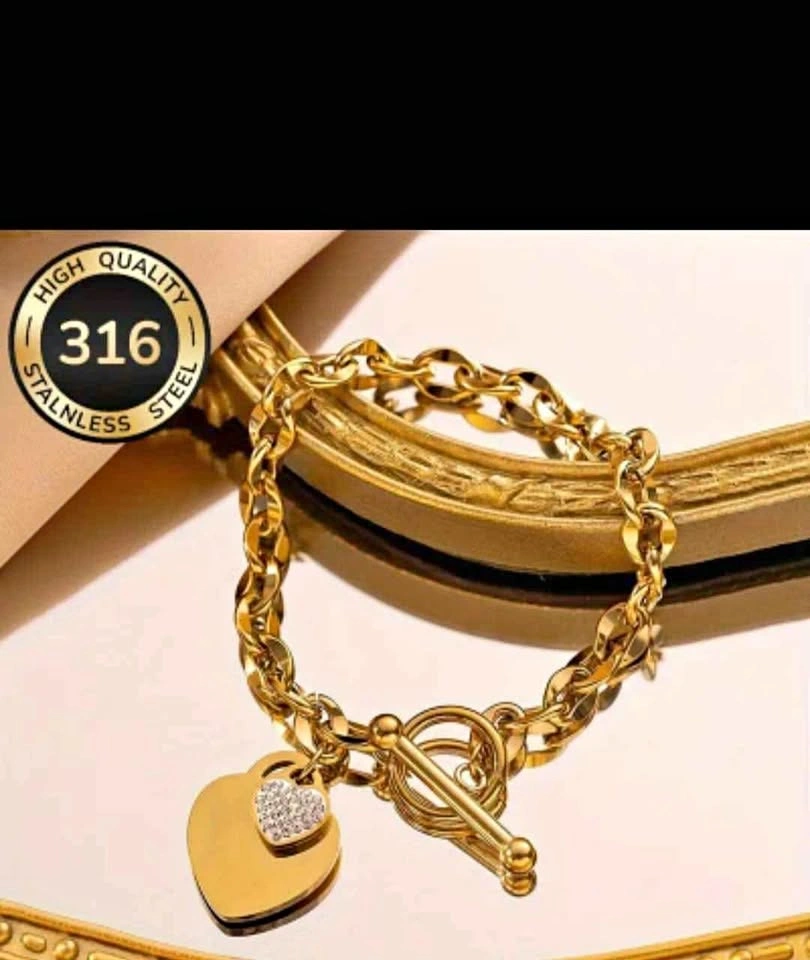 Elegant 316 Stainless Steel Women's Heart Charm Bracelet