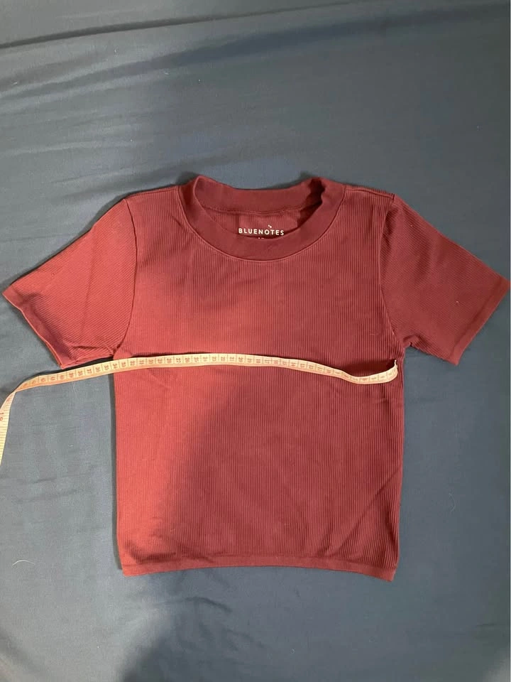 Bluenotes Maroon Baby Tee Crop Top • SMALL - photo 2