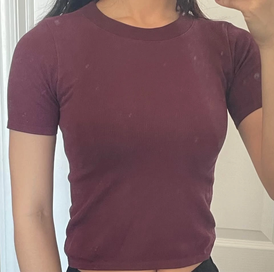 Bluenotes Maroon Baby Tee Crop Top • SMALL - photo 5
