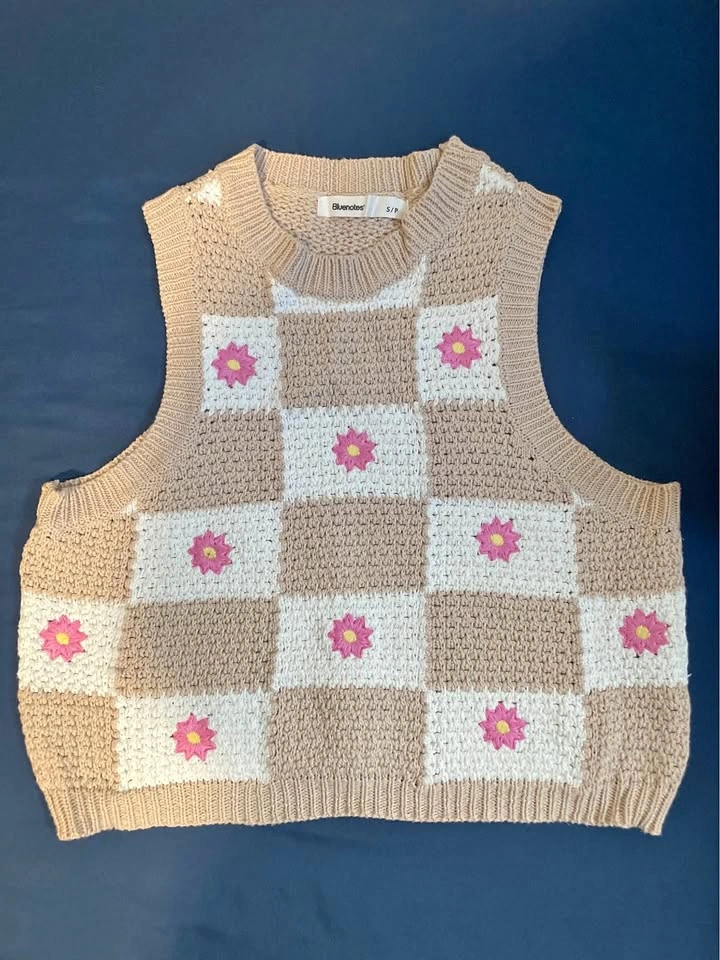 Bluenotes Crochet Vest • SMALL