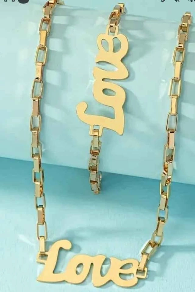 Very beautiful golden love necklace and bracelet - photo 3