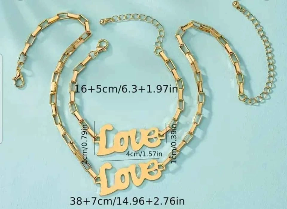 Very beautiful golden love necklace and bracelet - photo 4