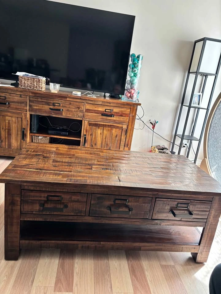 Rustic wooden living room set - photo 4