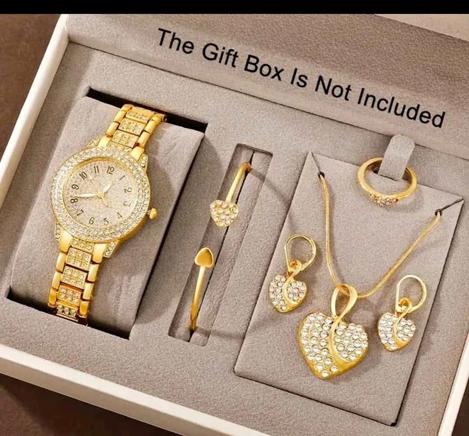 Elegant 6pcs Women's Fashion Quartz Watch & Jewelry Set