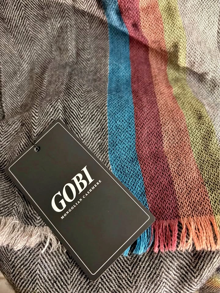 GOBI 100% Cashmere Scarf | New With Tags | Grey Multi-Color