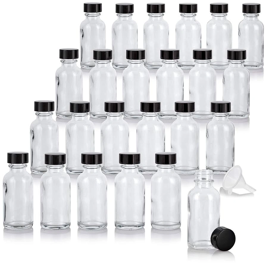 Clear 1 oz Glass Bottles w/ Phenolic Caps