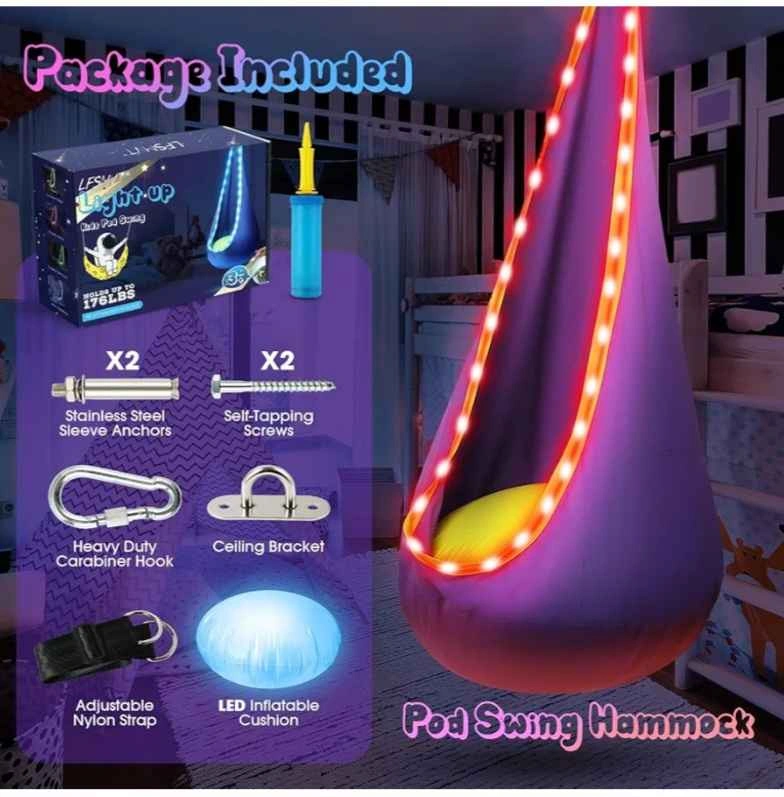 Hanging swing seat for children with light - photo 3
