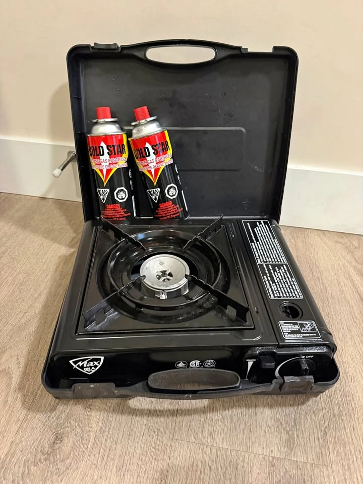 MAXSUN Portable Butane Gas Stove + 2 New Butane Cans - $15