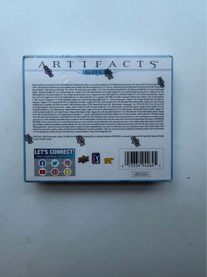 Upper Deck Artifacts Golf Cards 2021 Sealed hobby box - photo 2