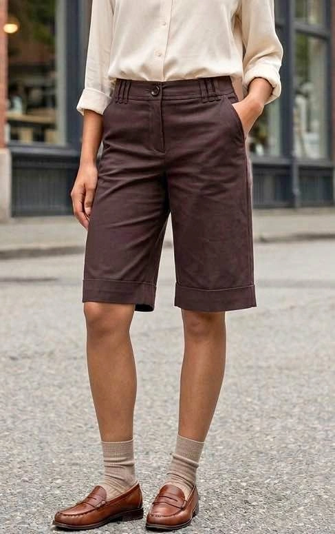 Loft Comfortable brown Bermuda shorts Petite 0