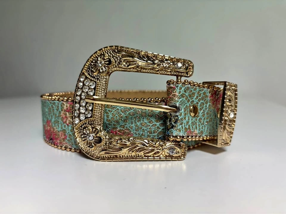 Flower Print Pattern Bead Edge Bohemian Belt