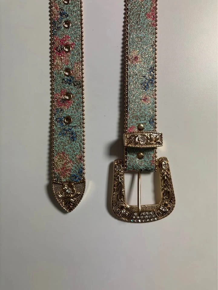 Flower Print Pattern Bead Edge Bohemian Belt - photo 2