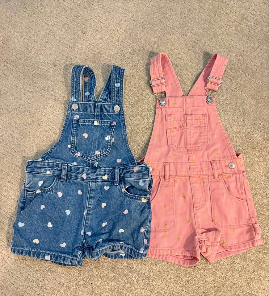 Denim shortalls for girls